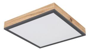 GLOBO 416080WD1 DORO stropní svítidlo LED 300x300mm 12W/750lm 3000K grafitová, imitace dřeva, opál