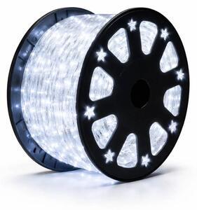 DECOLED Easy Fix světelná LED hadice venkovní, 50 m, ledově bílá, 230 V, 1500 diod, průhledná hadice, IP44, cívka