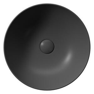 PURA keramické umyvadlo na desku, průměr 42cm, černá mat