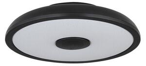 GLOBO 41366B RAFFY LED stropní svítidlo s reproduktorem D280mm 18W/800lm 3000-6500K IP44 černá, opál, RGB, bluetooth, stmívatelné, dálkové ovládaní, starlight efekt