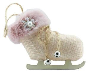 DECOLED Vánoční ozdoba na stromeček brusle, 12 × 9 cm, závěsná, textil, interiér