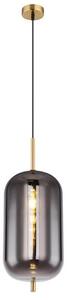 GLOBO 15345H2MM BLACKY I závěsné svítidlo 1xE27 D220mm černá matná, mosaz, kouřová