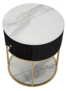 Kulatý noční stolek Mauro Ferretti Tagarda, 42x48 cm, černá/zlatá