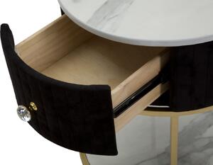 Kulatý noční stolek Mauro Ferretti Tagarda, 42x48 cm, černá/zlatá