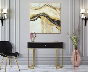Obdélníkový noční stolek Mauro Ferretti Tagarda, 100x43x74 cm, černá/zlatá