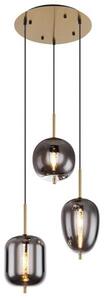 GLOBO 15345-3MM BLACKY I závěsné svítidlo 3xE14 D460mm černá matná, mosaz, kouřová
