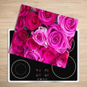 Skleněná krájecí deska Buket růžových růží 60x52 cm