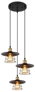 GLOBO 15086-3BH VIEJO závěsné svítidlo 3xE27 D330mm černá matná, mosaz, zlatá