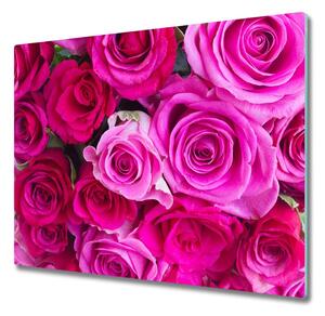 Skleněná krájecí deska Buket růžových růží 60x52 cm