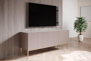 TV stolek Nicole 150 cm - antická růžová / zlaté nožky