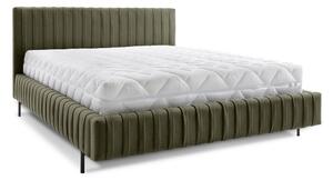Zelená čalouněná dvoulůžková postel s úložným prostorem s roštem 160x200 cm Plissa – ELTAP