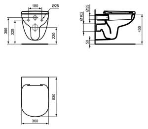 Ideal Standard Tempo- Závěsné WC, 36x53cm, T331101
