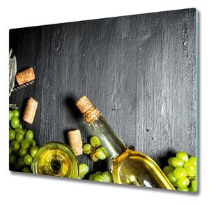 Skleněná krájecí deska Bílé víno a ovoce 60x52 cm