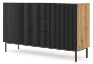 Komoda 2D3S 150 Rowanna (dub artisan + černá). Akce -15%