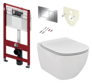TECE set 3- Instalační modul s nádržkou pro WC + tlačítko chrom + úchyt + izolace + závěsné WC AQUABLADE + WC sedátko Soft-Close, ultra ploché