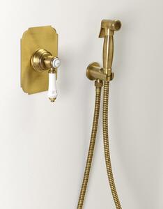 Reitano Rubinetteria, Bidetová sprcha retro s hadicí a držákem sprchy s vyústěním, bronz, 9106