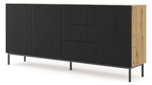 Komoda 3D3S 200 Rowanna (dub artisan + černá). Akce -14%