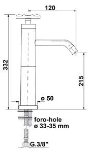 Sapho INDUSTRY stojánková umyvadlová baterie vysoká bez výpusti, výška 332 mm, nikl/černá