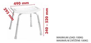 Ridder, Koupelnová židle, nastavitelná výška, bílá, A00601101
