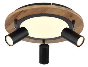 GLOBO 67307D KASSU stropní svítidlo D400mm LED 15W/1300lm 3000K matná černá, vzhled dřeva