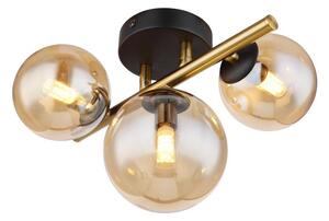 GLOBO 56135-3W RIHA stropní svítidlo 3xG9 černá, mosaz, jantarová