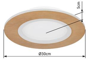 GLOBO 41767R CLAY stropní svítidlo D300mm LED 23,4W/1370lm 2700-6500K bílá, imitace dřeva