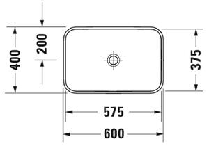 Duravit Happy D.2 Plus - Umyvadlová mísa broušená, 60x40 cm, bílá, 2359600000