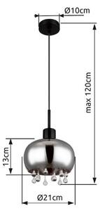 GLOBO 15839H CORRY závěsné svítidlo D210mm 1xE27 matná černá, kouřová