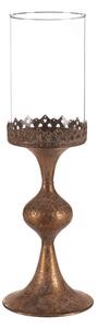 Kovový svícen se sklem, zlatý