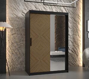 Šatní skříň Abi Seul 2 Barva korpusu: Černá, Rozměry: 200 cm, Dveře: Seul + zrcadlo