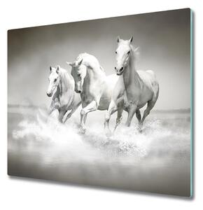 Skleněná krájecí deska Bílé koně 60x52 cm