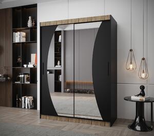 Šatní skříň Abi Wav Premium Barva korpusu: Černá + dub wotan, Rozměr: 150 cm