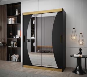 Šatní skříň Abi Wav Premium Barva korpusu: Černá + zlatá, Rozměr: 150 cm