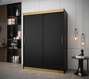 Šatní skříň Abi T Premium Barva korpusu: Černá + zlatá, Rozměr: 150 cm