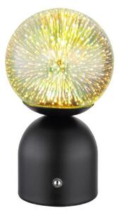 GLOBO 21006SS JULSY dotyková stolní lampička V210mm LED 2,5W/22lm 2700+6500+4000K černá, průhledná, včetně baterie CR18650 1800mAh 3,7V, USB kabel, 3D efekt