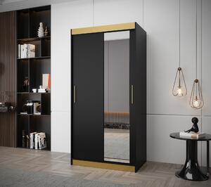 Šatní skříň Abi T2 Premium Barva korpusu: Černá + zlatá, Rozměr: 100 cm