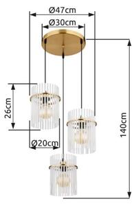 GLOBO 15698-3HRM GORLEY závěsné svítidlo D470mm 3xE27 zlatá, bílá