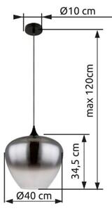 GLOBO 15548H2 MAXY závěsné svítidlo D400mm 1xE27 černá matná, kouřová