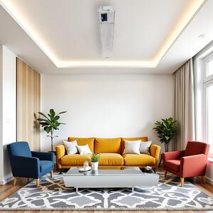 2800W a 1400W ElectricSun bílý infrazářič s termostatem, elektrický ohřívač pro montáž na stěnu a strop, s aplikací Smart Life, 180x15cm