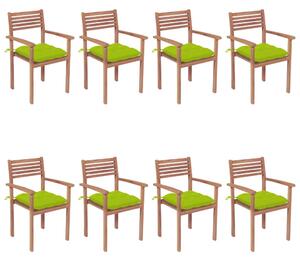 Stohovatelné zahradní židle s poduškami 8 ks masivní teak