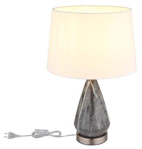 GLOBO 24147W KISA stolní lampa V540mm 1xE27 matný nikl, imitace mramoru, bílá