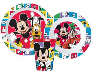 Sada plastového nádobí Disney - Mickey Mouse a Pes Pluto s kelímkem - 3 díly