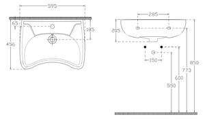 Isvea HANDICAP keramické umyvadlo pro handicapované, 59,5x45,6cm, bílá