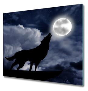 Skleněná krájecí deska Vlk plný měsíc 60x52 cm