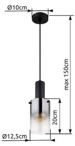 GLOBO 15907H FLORENTINA závěsné svítidlo D125mm 1xE27 černá, kouřová