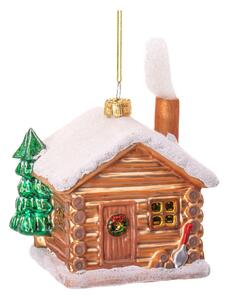 Skleněná ručně vyrobená vánoční ozdoba 10 cm Christmas Cabin – Sass & Belle