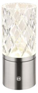GLOBO 21010N LUNKI dotyková stolní lampička V190mm LED 2,5W/185lm 2700+6500+4000K matný nikl, průhledná, včetně baterie CR18650 1800mAh 3,7V, USB-A 2.0 - USB-C