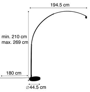Oblouková mosazná lampa s nastavitelnou základnou z černého mramoru - XXL