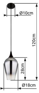 GLOBO 15552H3 LAVUS závěsné svítidlo D180mm 1xE27 černá, průhledná chromová