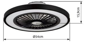 GLOBO 03653 BLIZZAK stropní svítidlo s ventilátorom D540mm LED 45W/2080lm 3000-6500K černá, bílá, dálkový ovladač